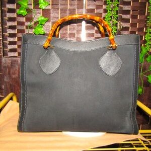 GUCCI DIANA BLACK SUEDE LEATHER MEDIUM/LARGE CARRYALL BAG EUC